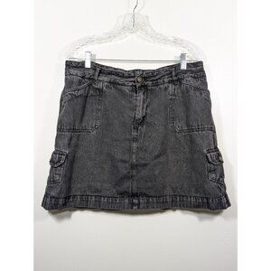 Woman Within Skirt Plus Size 16W Short Black Denim Cargo Pockets Cotton Y2K Jean